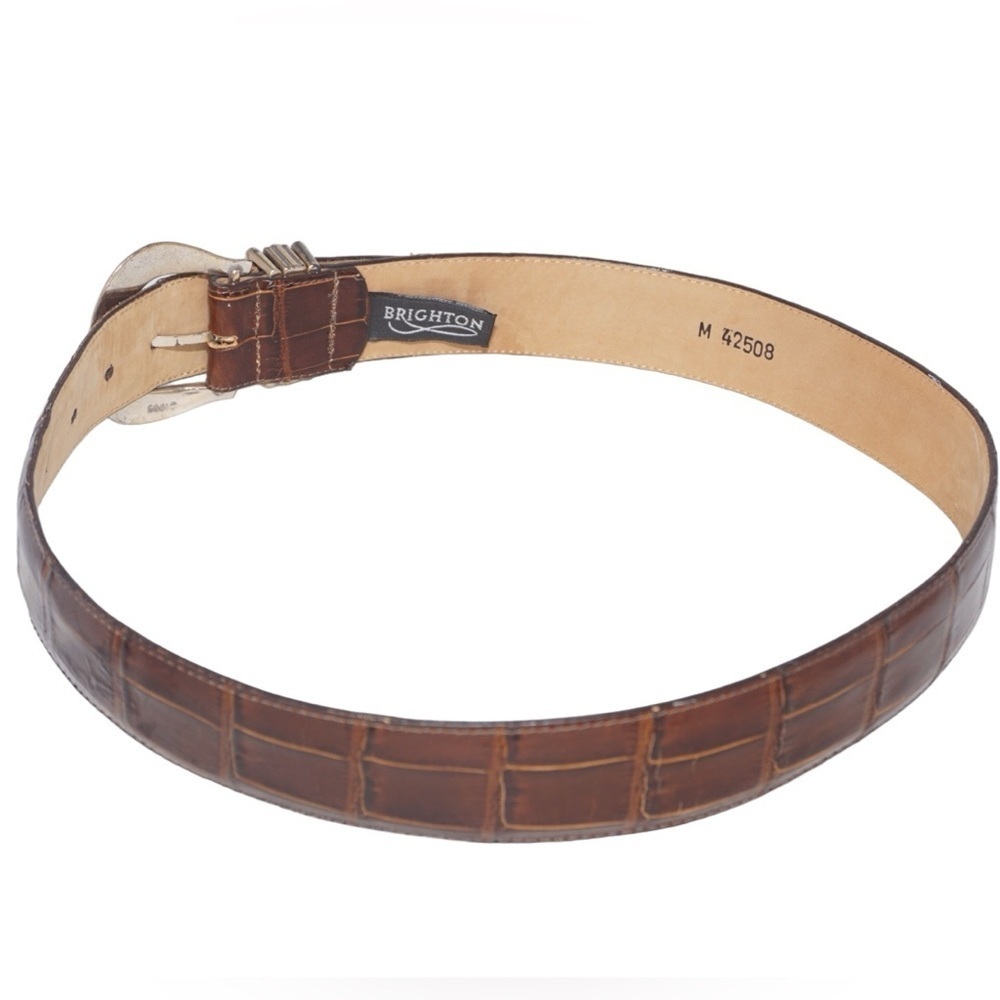 Brighton Vintage Brown Textured Leather Belt, Size M - Picture 5 of 5